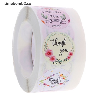 [time2] 500 unids/rollo redondo floral pegatinas de agradecimiento para etiquetas de sello de paquete [time2]