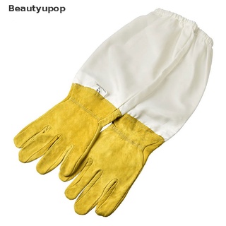 [beautyupop] guantes largos de apicultura/mangas protectoras transpirables anti abeja/sting piel de oveja caliente