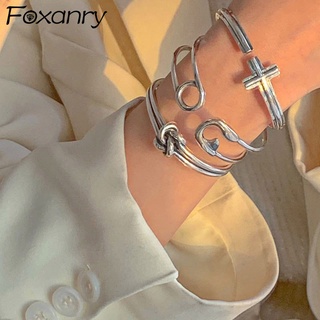 foxanry pulsera minimalista de plata de ley 925 para mujer ins creativa cruz geométrica vintage punk fiesta joyería regalos