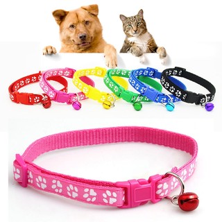 Collar Kawaii De Tela De Nailon De Huella Pequeña Para Mascotas/Gatito/Perro Cachorro Con Campana