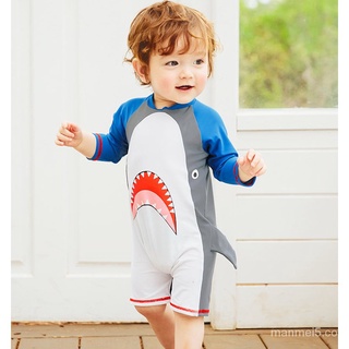 🤷‍♀️1-7y niños trajes de baño de dibujos animados tiburón traje de baño pakaian renang kanak-kanak ropa l89X