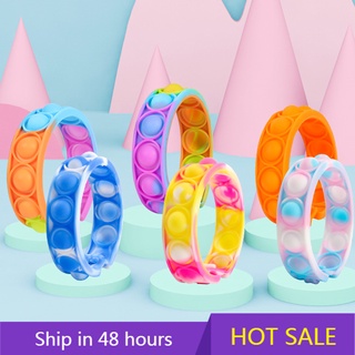 [cg]Redady Pop It Multicolor Push Toy Fidget juguetes pulsera burbuja silicona llavero alivio del estrés suave suave antiestrés Anti estrés pulsera Reliver juguetes de estrés