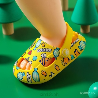 LKX🔥Bens à vista🔥Verano de los niños zapatillas niño de dibujos animados lindo zapatillas de bebé suelas gruesas antideslizantes Topless zapatillas de 0-5 años de edad Crocs chica casa baño zapatos de playa【Spot marchandises】