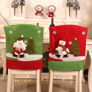 1Pc 3D navidad silla de comedor cubre Santa Claus muñeco de nieve alce decoración (2)