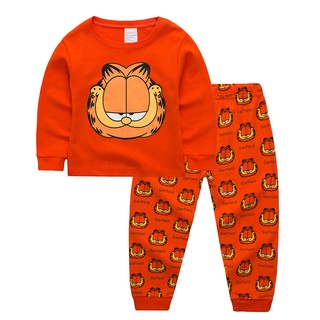 Pijamas de niño Garfield de manga larga de algodón ropa de dormir de niño otoño e invierno pijamas traje de fondo camisa (1)