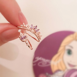 (Spot hot sale) Anillo De Pandora Con Caja Promesa De 18 Quilates Chapado En Oro Rosa Disney Princesa Diamante (Tamaño Ajustable) (9)