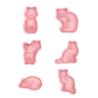 Be> 6 piezas cortadores de galletas de gato lindo cortadores de Fondant cortadores de galletas de émbolo herramienta de pastel