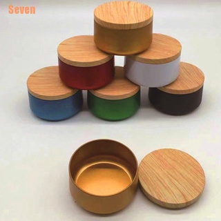 seven (¥)~candle jar box tinplate puede portátil tapa de madera cosmética cubierta de madera mini almacenamiento (1)