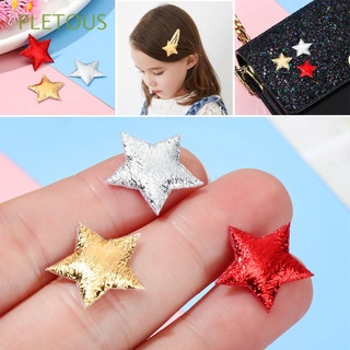 PLETOUS 100PCS Handmade Five-pointed Star Appliques Hair Clips Accessories Christmas Decorations Cloth Patches Gold Silver DIY Craft Home Party Hat Clothes Sewing Supplies/Multicolor