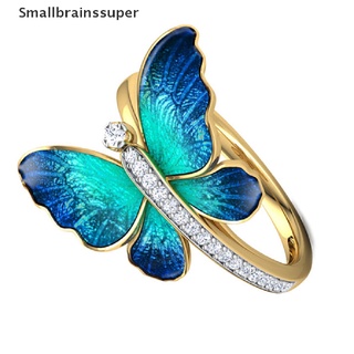 Smallbrainssuper Señoras Moda Mariposa Diamante Anillo Regalo De Compromiso Joyería Accesorios SBS