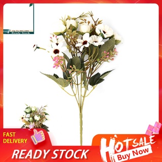 PAT_ Artificial Flower Rose Daisy Leaves Natural DIY Bouquet Wedding Party Home Decor (1)