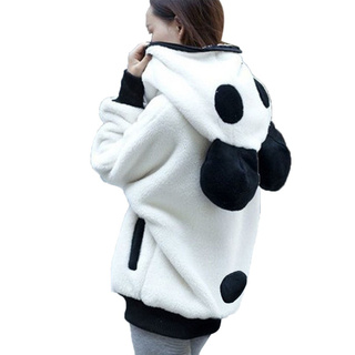 [Bluet] lindo oso oreja Panda invierno cálido sudadera con capucha abrigo mujer Chamarra con capucha ropa de abrigo L