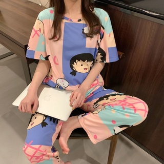 Pijamas Mujer Verano Pantalones De Manga Corta Conjunto De Primavera Y Otoño Estudiante lovel (6)