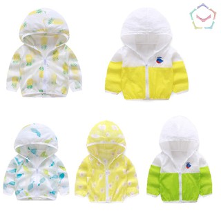 Bebé, niños verano protección solar ropa versión de la chaqueta de mosquitos cremallera chaqueta con capucha