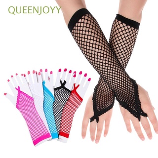 QUEENJOYY Party Girl Lace Mittens y Fingeless Gloves Long Gloves Women Net Breathable Performance Dance Solid Mesh Fishnet Gloves/Multicolor
