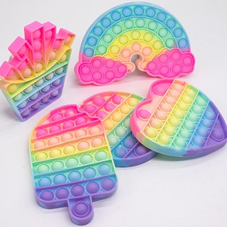 Rainbow Pop It Fidget juguetes empuje burbuja sensorial Squishy alivio del estrés autismo necesidades Anti-estrés juguetes para niños adultos (1)