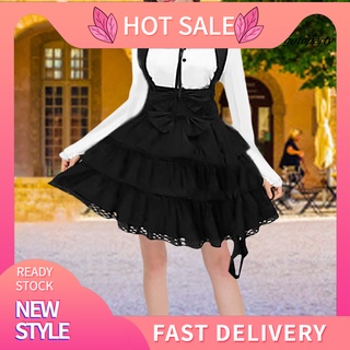 【Ready Stock】Dress_Dress Bowknot Decor Elegant Ice Silk Lady Lolita Dress for Party (1)