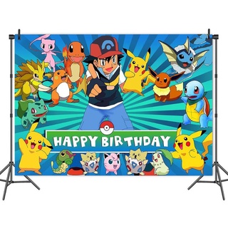 Pikachu telón de fondo decoraciones de fiesta bandera Pokemon fiesta de cumpleaños decoraciones fotografía 150x100cm