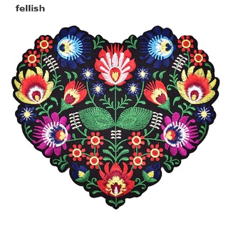 [fellish] 1 pieza parches con bordado de flores en forma de corazón para ropa de hierro en apliques 436co
