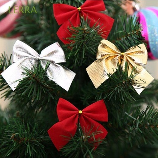 lerra reutilizable bowknot oro decoraciones colgantes de navidad arcos decoración de navidad boda 12pcs adornos fiesta de cumpleaños navidad árbol de navidad adornos/multicolor