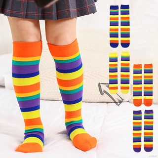 ^*simba*^ medias de algodón con rayas arcoíris para bebé/niños/medias altas (5)