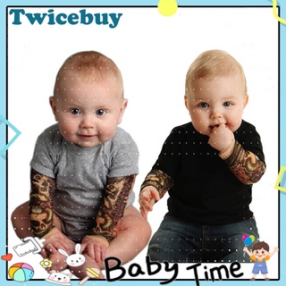 Twicebuy moda tatuaje manga verano bebé mameluco bebé delgado algodón transpirable monos