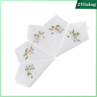 5 paquetes de pañuelo bordado floral de algodón de encaje mariposa hankies hanky uk