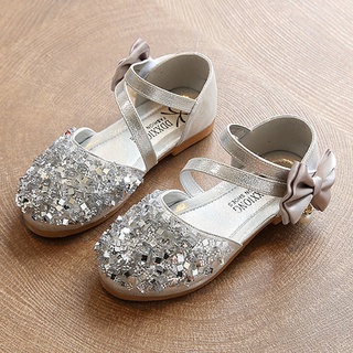 Bebé Niños Niñas Perla Cristal Bling Bowknot Solo Princesa Zapatos Sandalias # C (6)