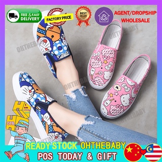 Cómodo Zapatos Deportivos Hello Kitty/Doraemon Escuela Chica Mocasín De Verano Lona Zapatilla