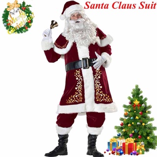 Santa Claus Traje De Navidad Disfraz De Fantasía Vestido De Cosplay Fiesta De Terciopelo Conjunto De Regalo (1)