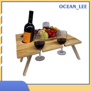 Ocean_soporte De Mesa De vino De 2 en 1 De madera apta Para exteriores/escritorio De vino