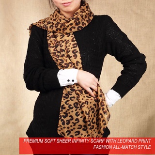 elegante premium suave pura bufanda infinito con estampado de leopardo moda todo-partido estilo