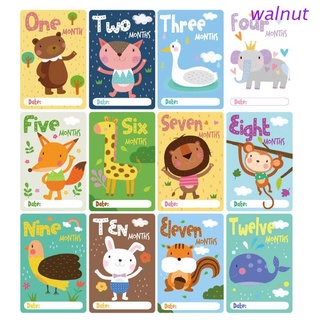 walnut 12 Sheet Milestone Photo Sharing Cards Gift Set Baby Age Cards Newborn Photo Props