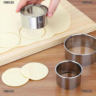Familias. 5 Set de círculo redondo de acero inoxidable cortador de galletas de galletas Diy molde de pastelería para hornear