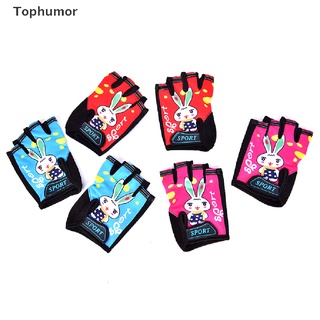 [tophumor] guantes de bicicleta para niños, conejo, deportes al aire libre, antideslizantes, guantes de medio dedo.