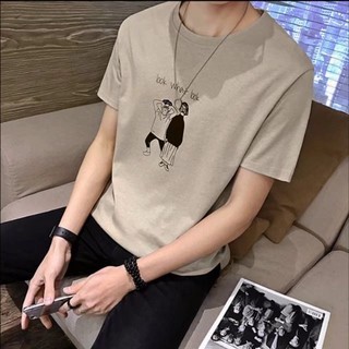 Verano coreano hombres media manga cuello redondo camiseta
