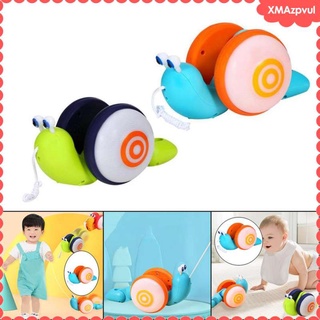 2pcs Cute Baby Snail-shaped Pull-Along Toys Walk Lighting Music Walker Gifts