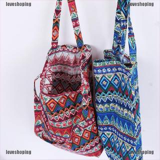 [ls]bolsa de lino estilo étnico eco shopping al aire libre de lona bolsas de hombro