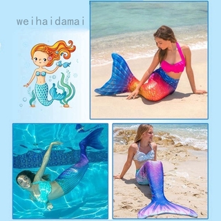 weihaidamai adultos niñas niños cola de sirena trajes de baño colorido bikini natación diversión (sin monofin) venta