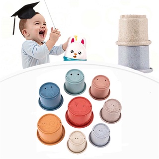 tazas de arena educativas e interesantes para niños de tallo de trigo apilamiento de tazas de ciencia y educación juguete de baño