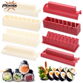 flexian 3/10pcs multifuncional sushi maker equipo kit diy sushi herramientas de fabricación de arroz japonés bola de arroz cocina nuevos accesorios de cocina anti-stick pastel rollo molde