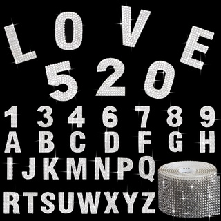fitow 37 pzs calcomanías de diamantes de imitación de cristal de bling crystal símbolo de número de alfabeto gratis