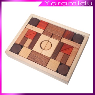 [yaramidu] Bloques de construcción de madera juguetes educativos formas reconocimiento juego de desarrollo