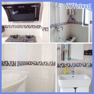 Waterproof Kitchen Bathroom Wall Tile Stickers Mosaic Decal Waist Line Wall Sticker for Home Decor100cmx9.5cm