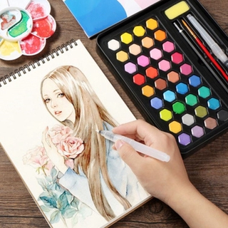 36 colores sólido pigmento acuarela portátil estudiante acuarela conjunto de pintura de hierro caja para dibujar escuela papelería arte suministros