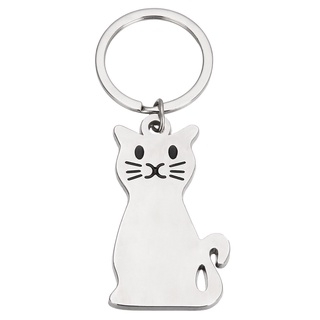 1Pc moda lindo plata Animal gato Metal llavero llavero regalo ☆Hengmatimevo (1)