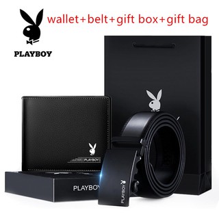 【Ready Stock】 Cinturón de cuero Playboy para hombre (varios diseños) Tali Pinggang Lelaki con juego de billetera (1)