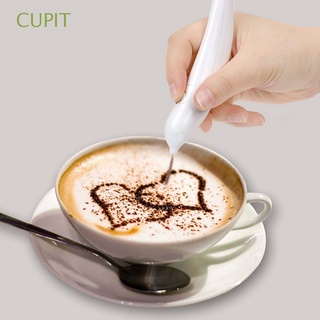 cupit cappuccino latte art pen eléctrico café talla pluma decoración de pasteles pluma dibujo para café pastel especias creativo café plantillas hornear pastelería herramientas/multicolor