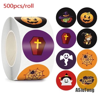 (ASiuTong) 500 pegatinas redondas de Halloween ghost, pegatinas redondas, etiquetas de sellado, pegatinas para bolsa de caramelo