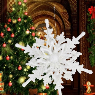 Christmas Home Decoration Products / 1 Pcs Ice White 3D Snowflake Plastic Glitter Christmas Ornaments For Xmas Tree / Christmas Tree Decorations / Christmas Tree Decorative Pendant Accessories / Christmas Decorative Hanging Ornaments